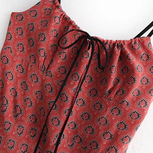 Printed Cami Dress Sling refreshing summer beach dress