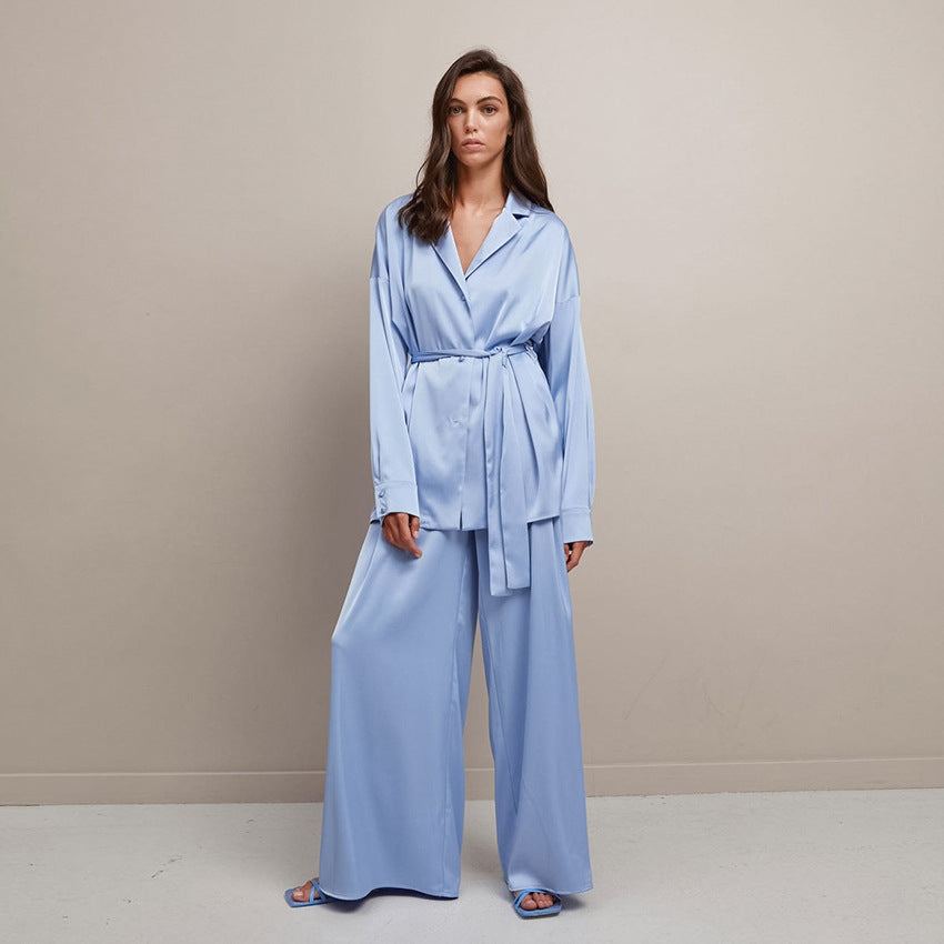 Loose Lapel Collar Pajamas Set