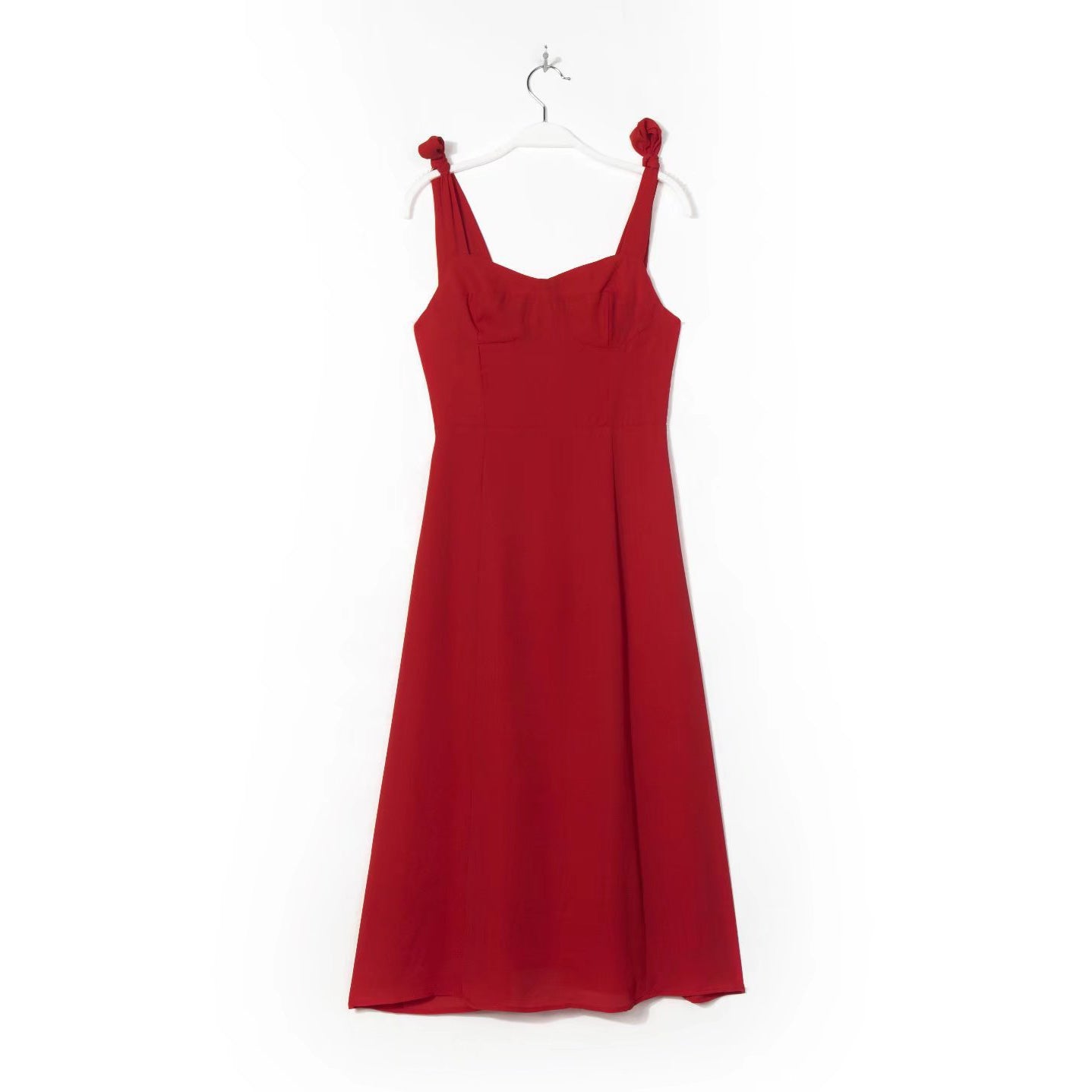 Tie Shoulder Flare Midi Dress