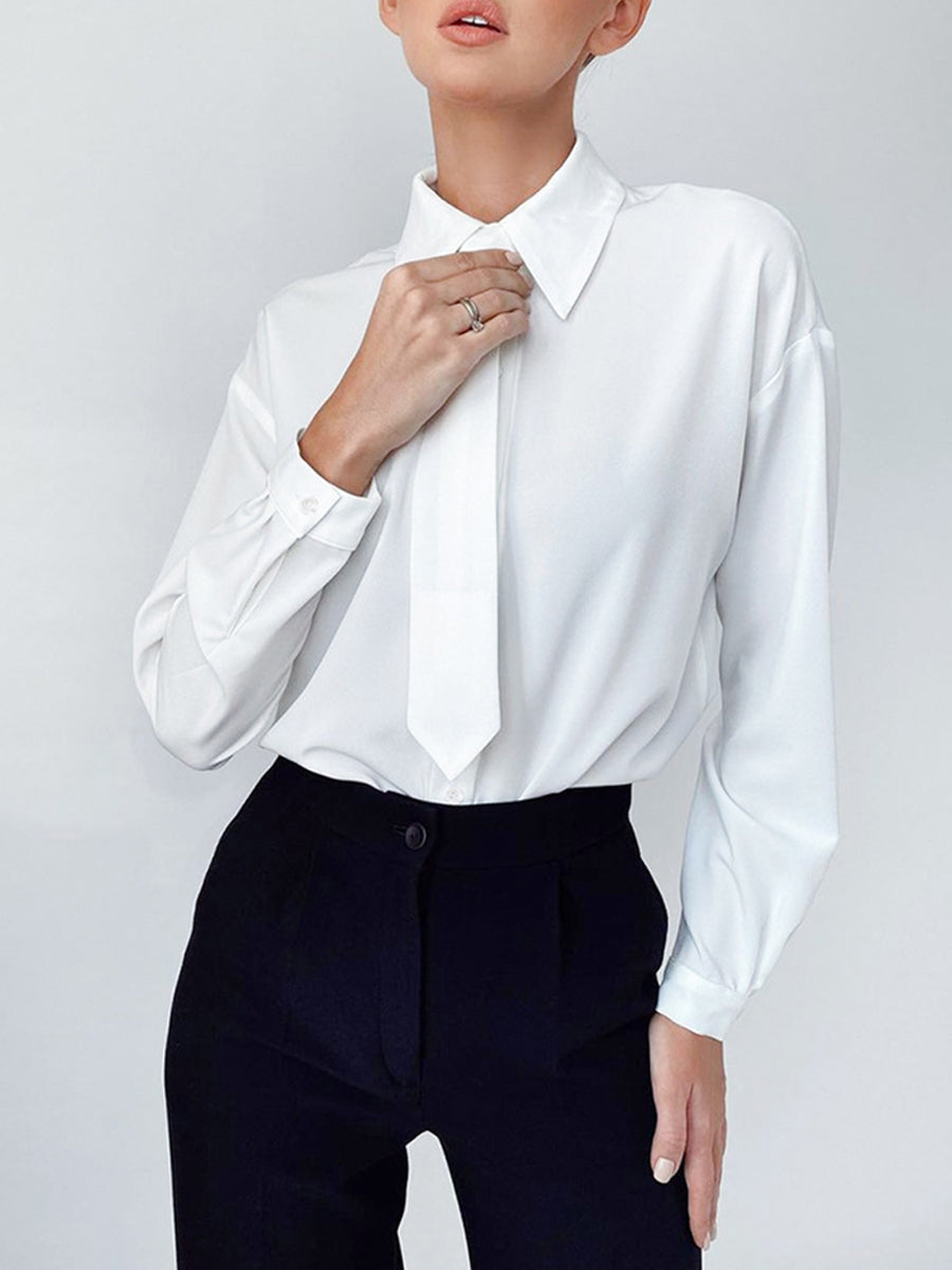 Lapel Collar Shirt Cardigan long sleeve shirt  casual style