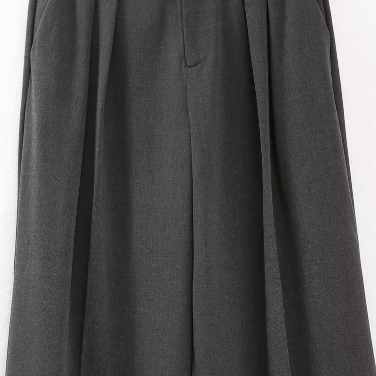 Wide Leg Double Pleated Loose Fit Pants