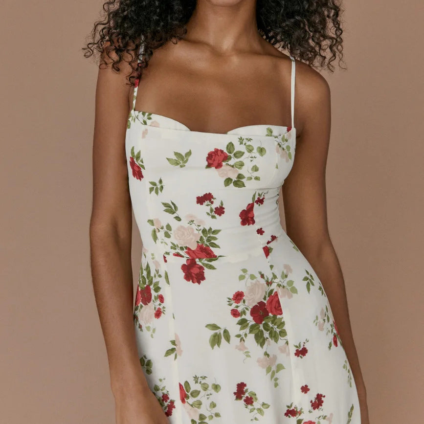 Floral Print Flare Midi Dress