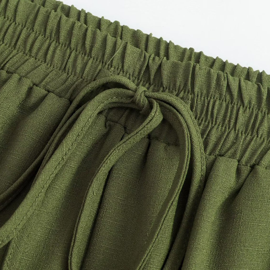 High Waist Pants with Drawstring Detail