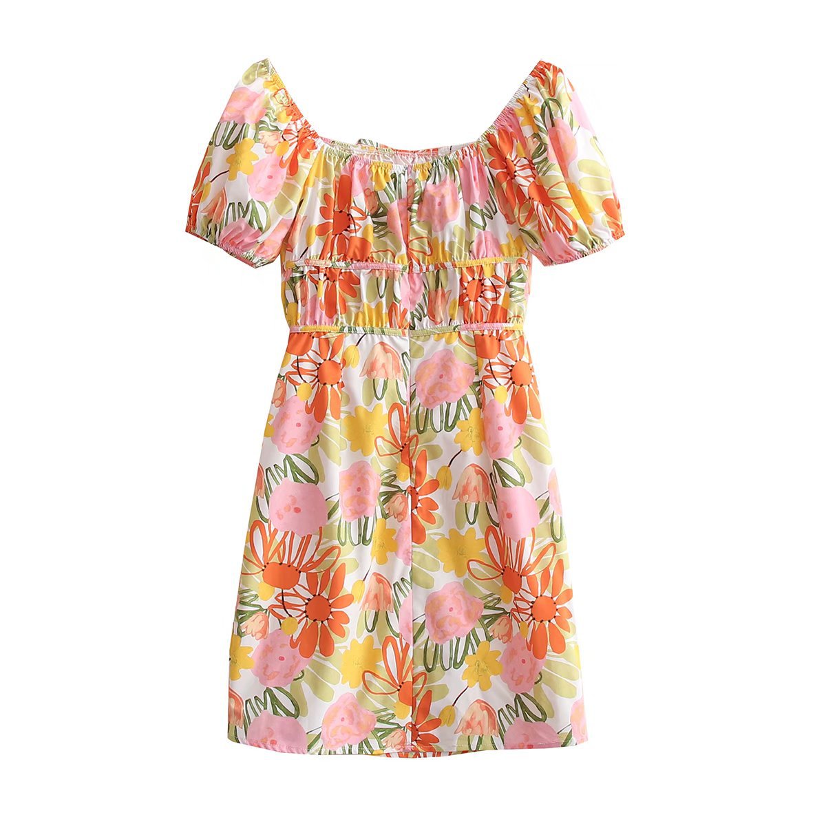 Puff Sleeve Dress with Waist Details