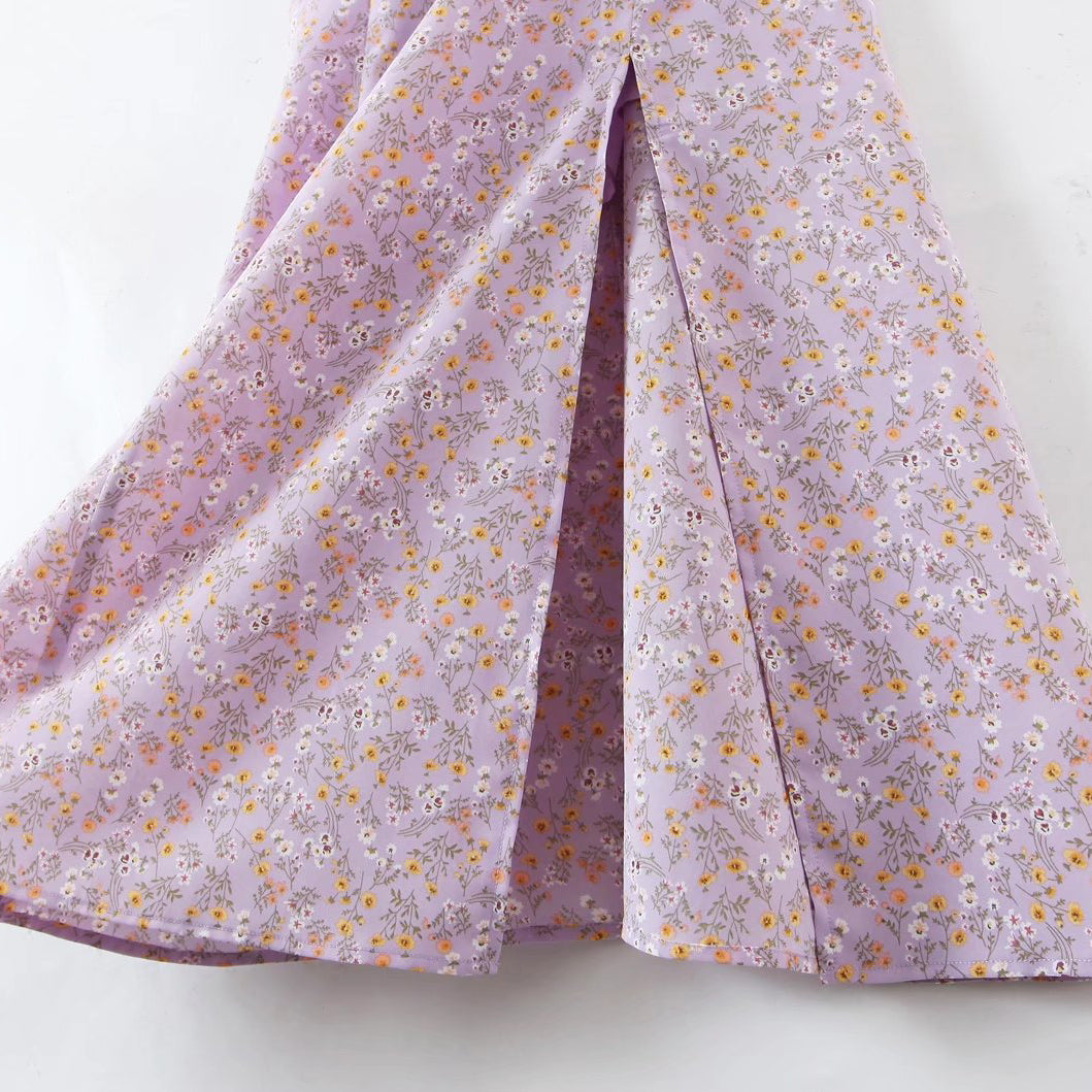 Strappy Printed Midi Dress with Slit