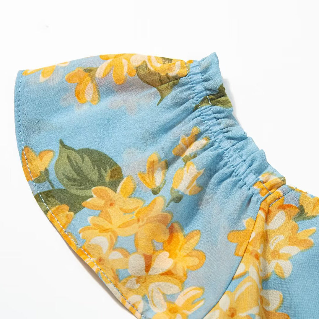 Printed Off Shoulder Midi Dress