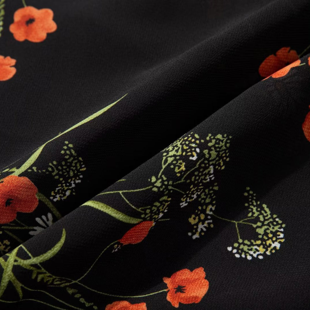 Draped Waist Printed Midi Dress