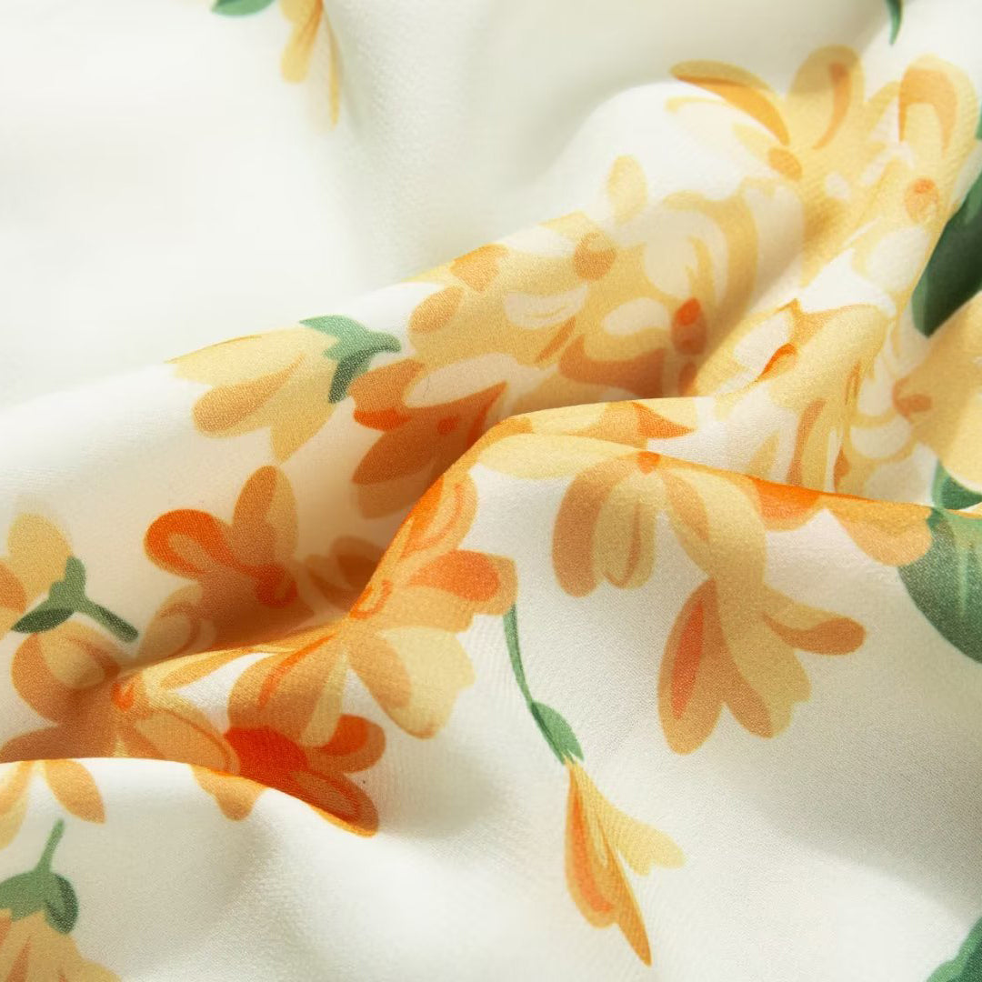 Tie Shoulder Printed Midi Dress