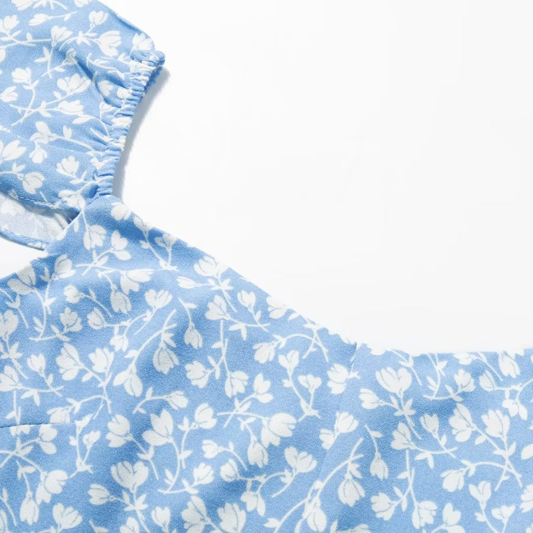 Printed Sweetheart Midi Dress with Slit