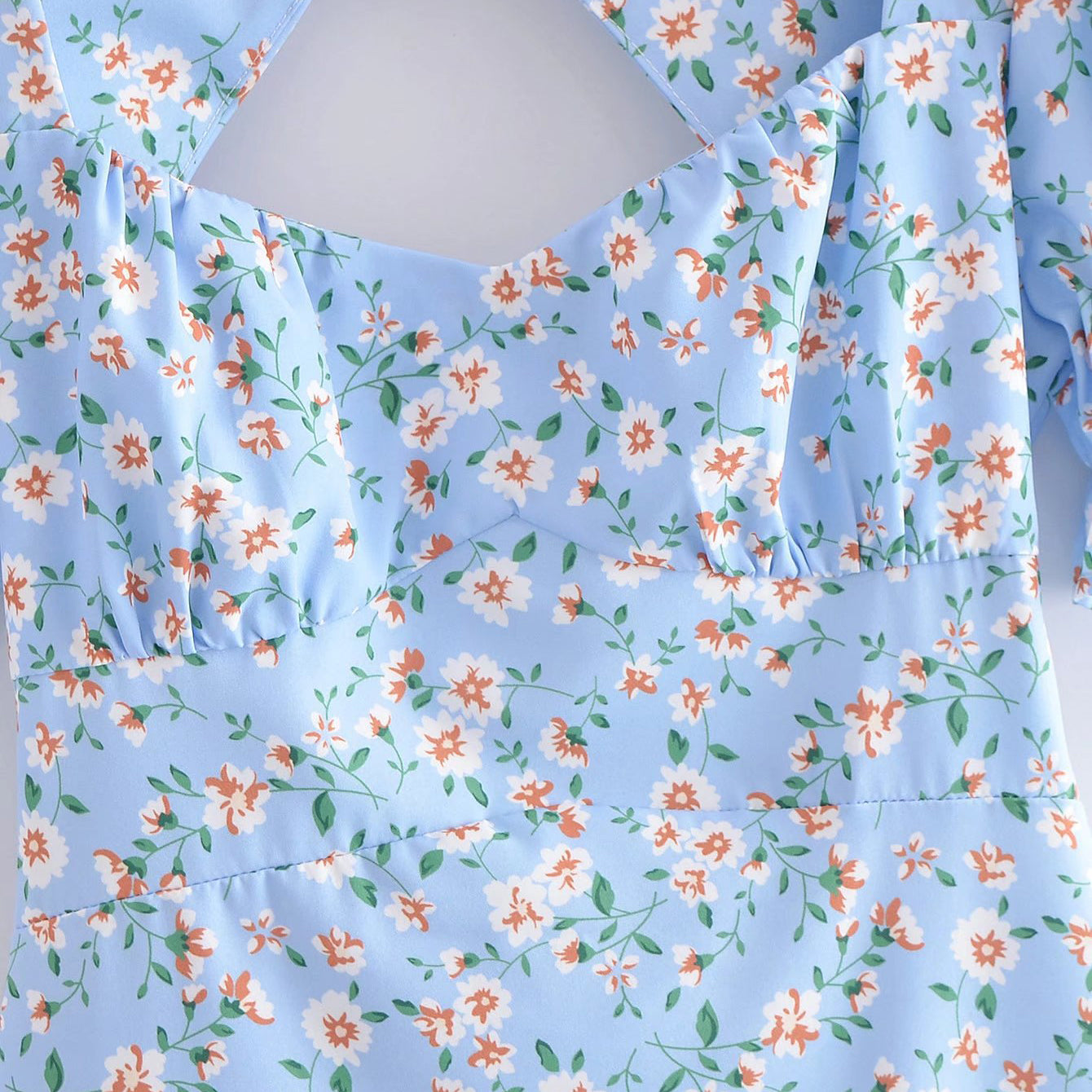 Puff Sleeve Dress with Back Cut Out