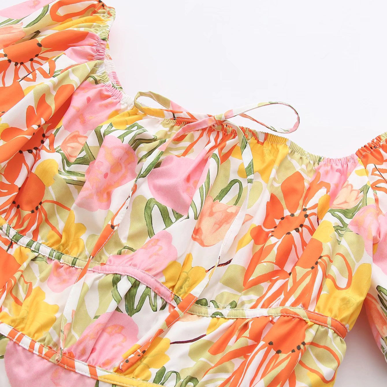 Puff Sleeve Dress with Waist Details