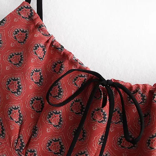 Printed Cami Dress Sling refreshing summer beach dress