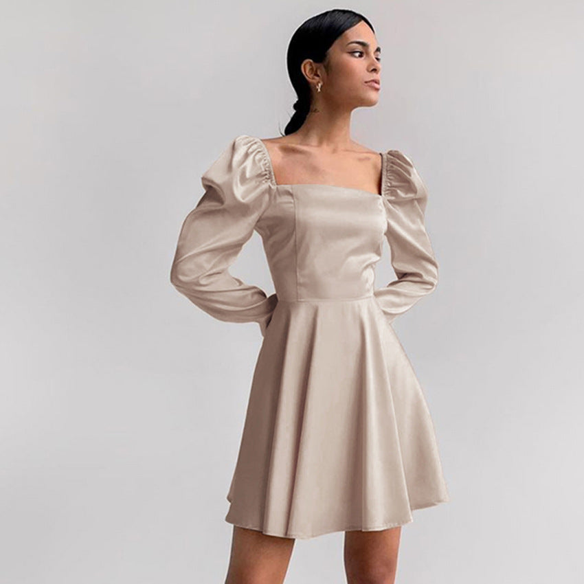 Club Night Elf Square Collar Bubble Sleeve Dress