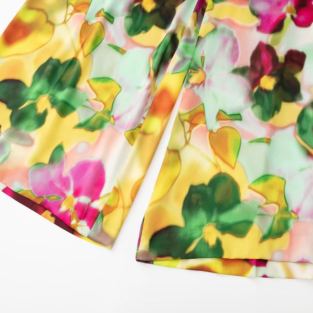 Wide Leg Loose Fit Printed Pants