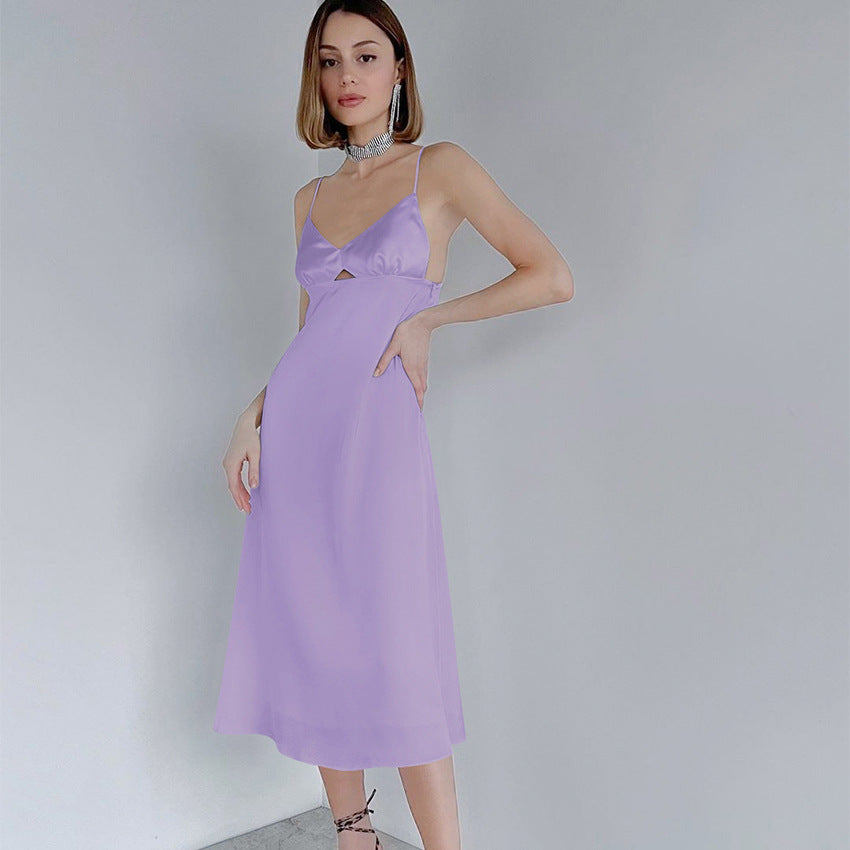 Sexy Condole Belt Hollow Out Fit Temperament Dress