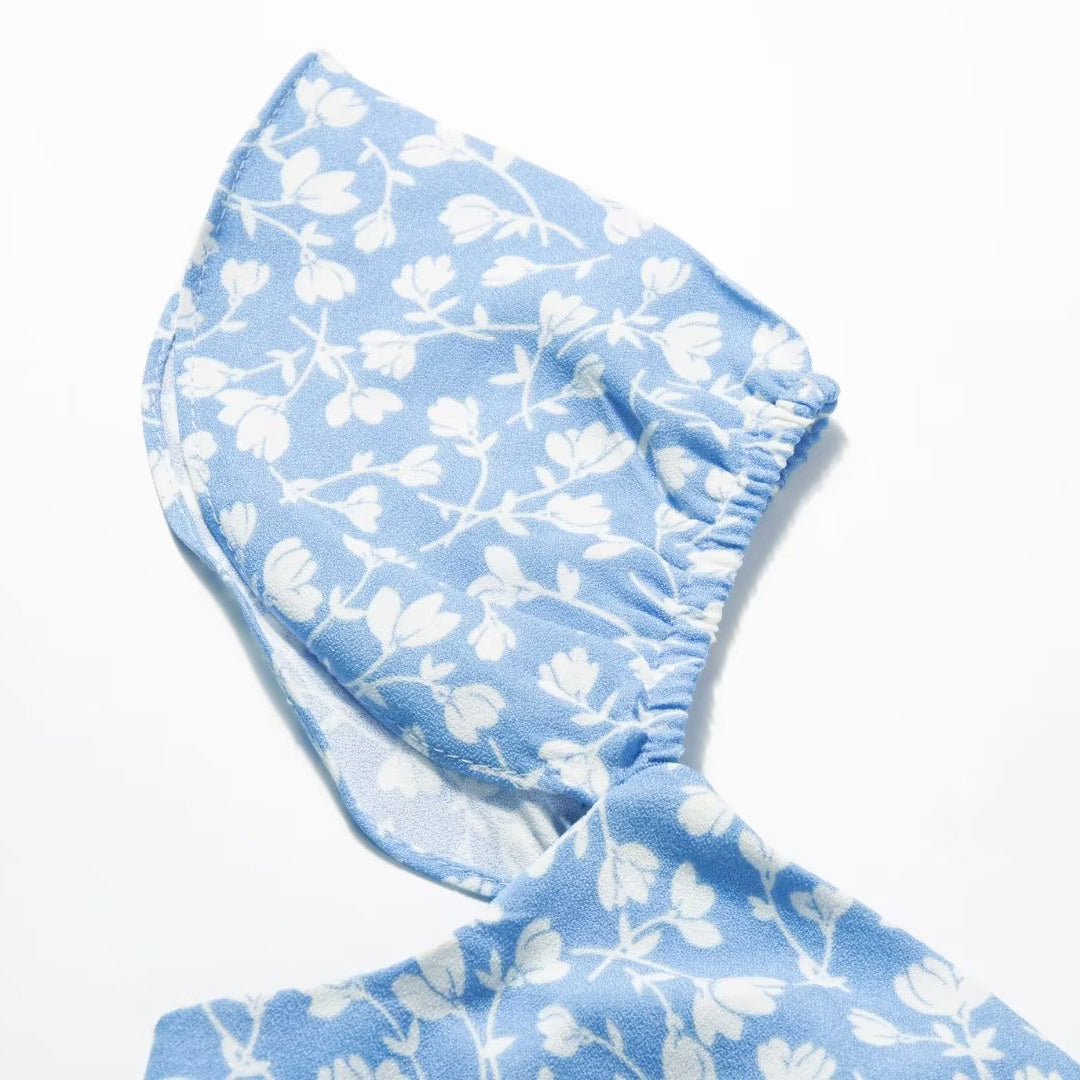 Printed Sweetheart Midi Dress with Slit