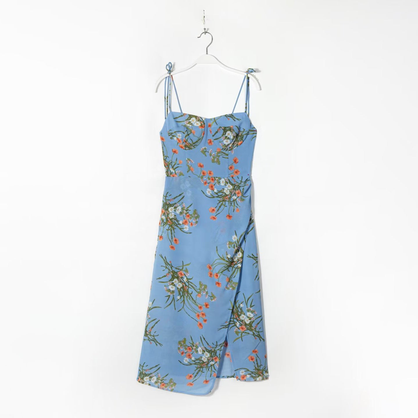 Draped Waist Printed Midi Dress