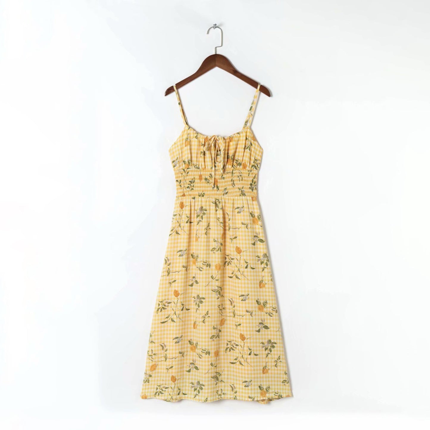 Plaid Floral Midi Dress