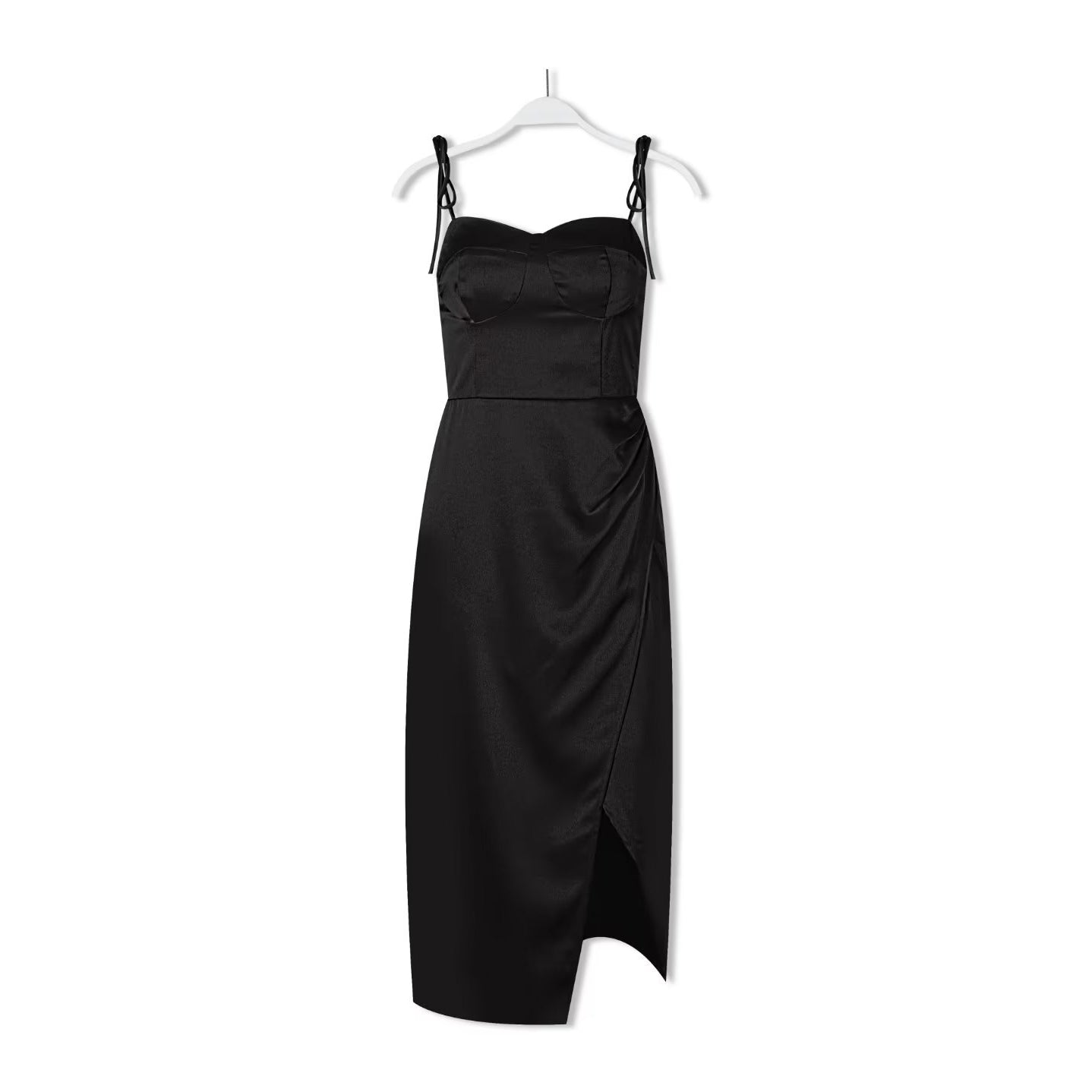 Draped Dress with Thigh High Slit