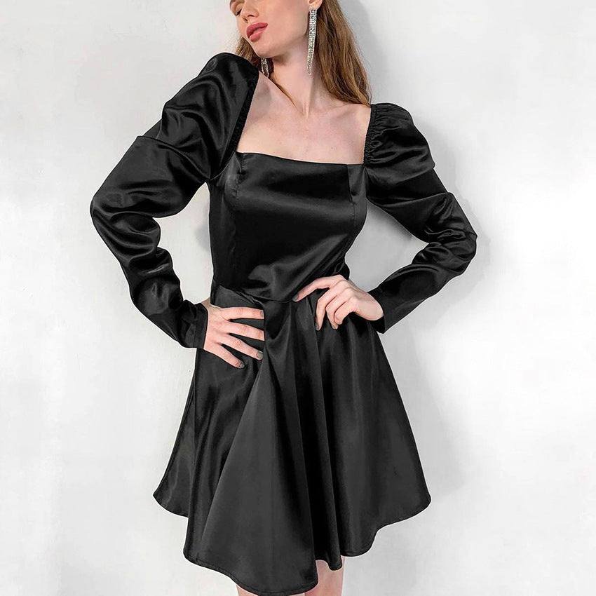 Club Night Elf Square Collar Bubble Sleeve Dress