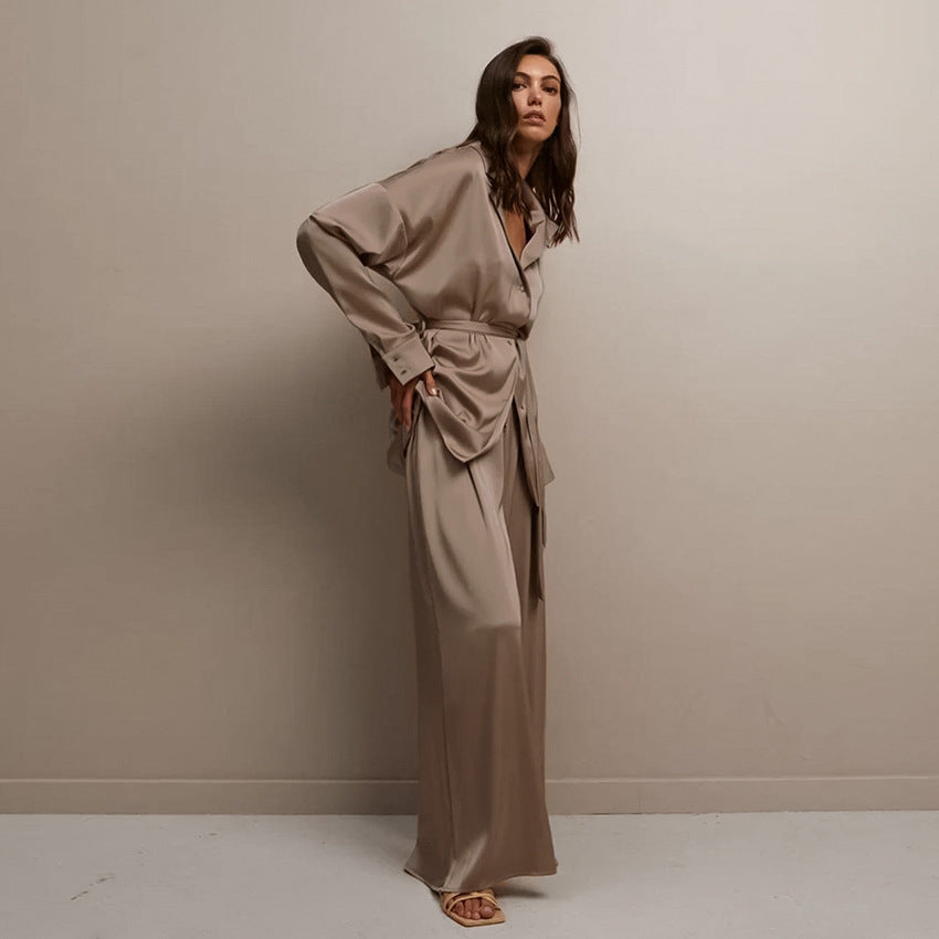 Loose Lapel Collar Pajamas Set