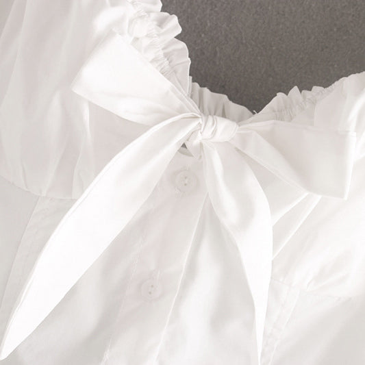 Puff Sleeve Top with Knot Front