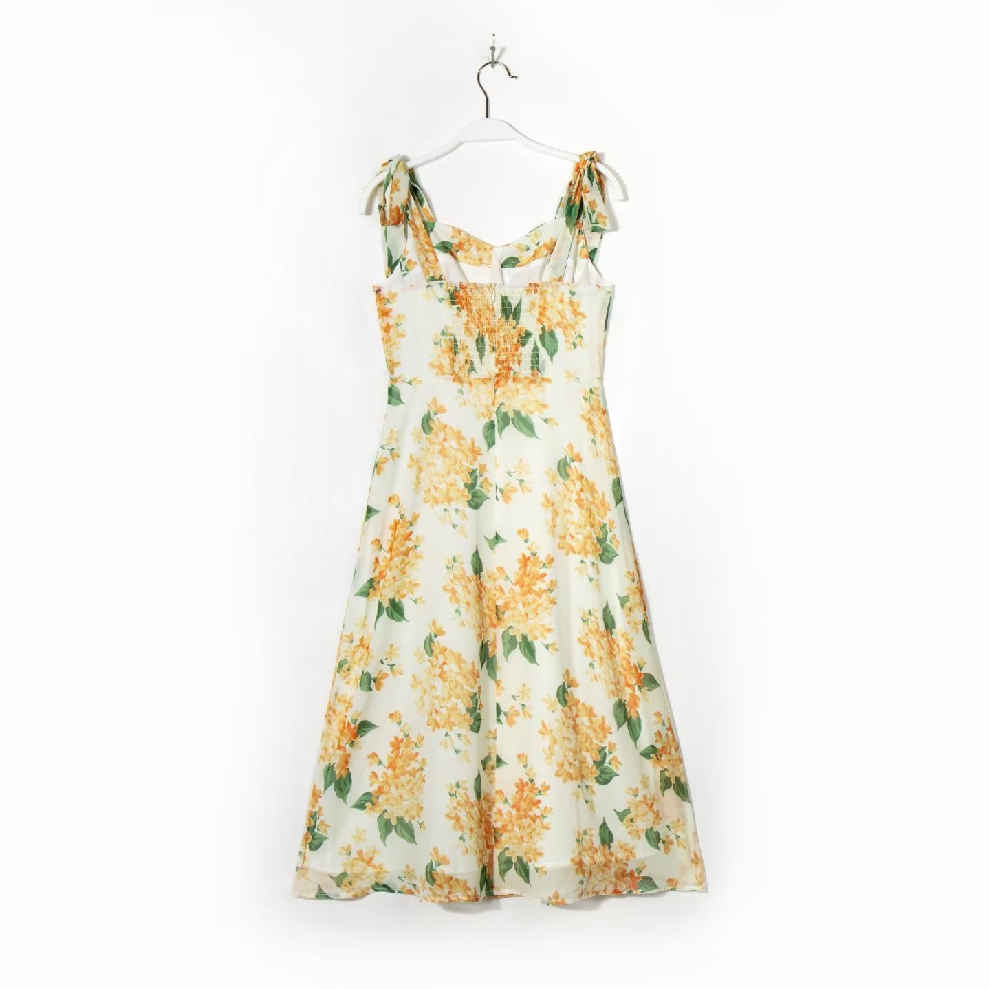 Tie Shoulder Printed Midi Dress