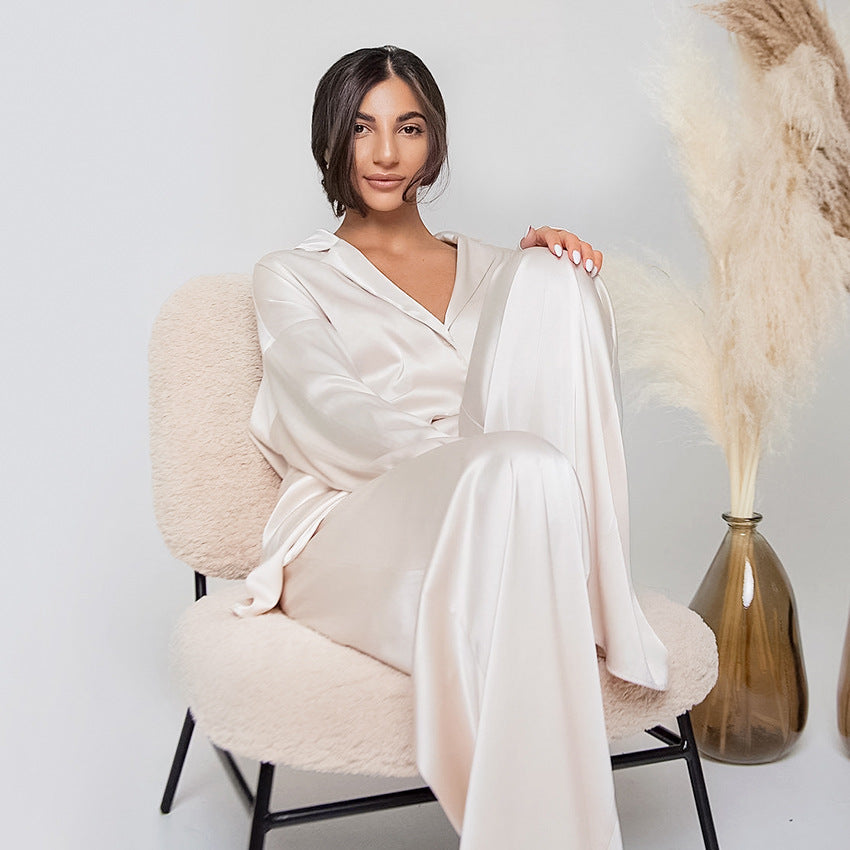 Loose Lapel Collar Pajamas Set