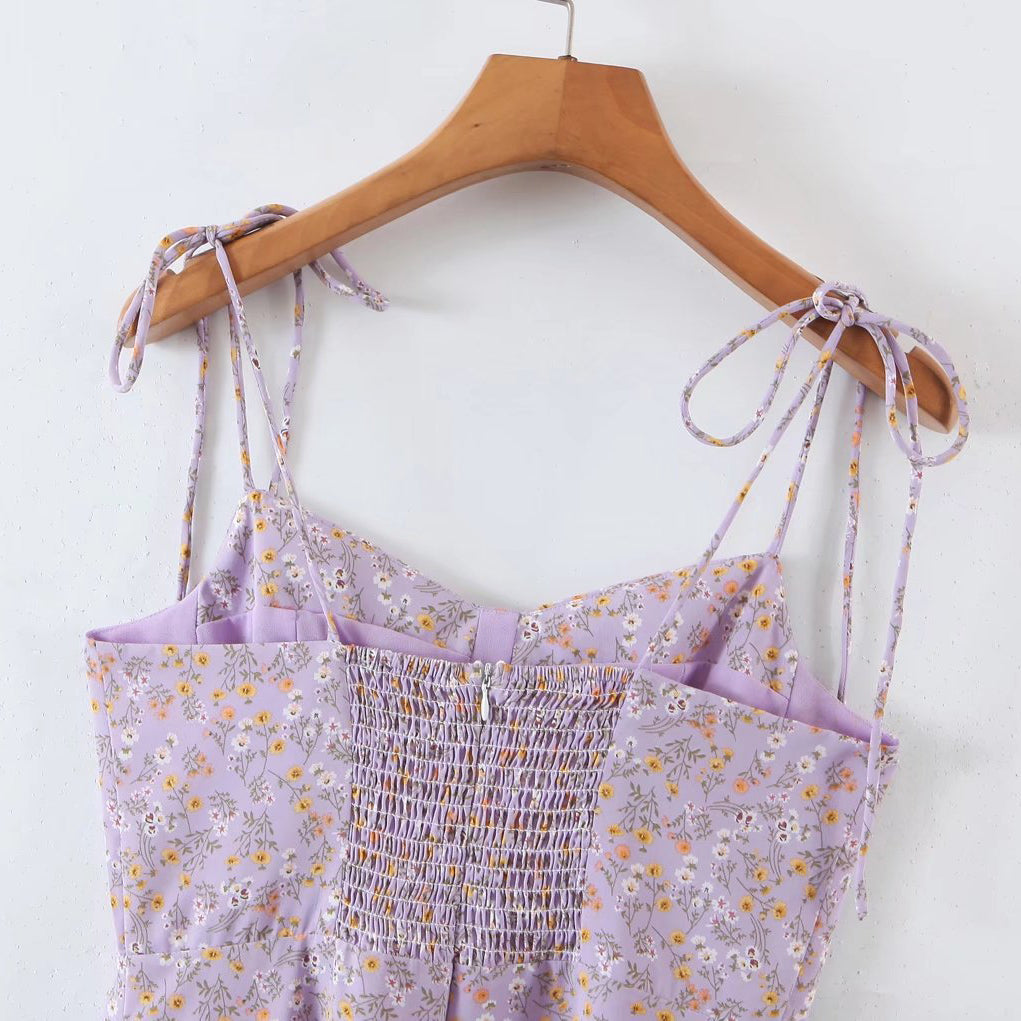 Strappy Printed Midi Dress with Slit