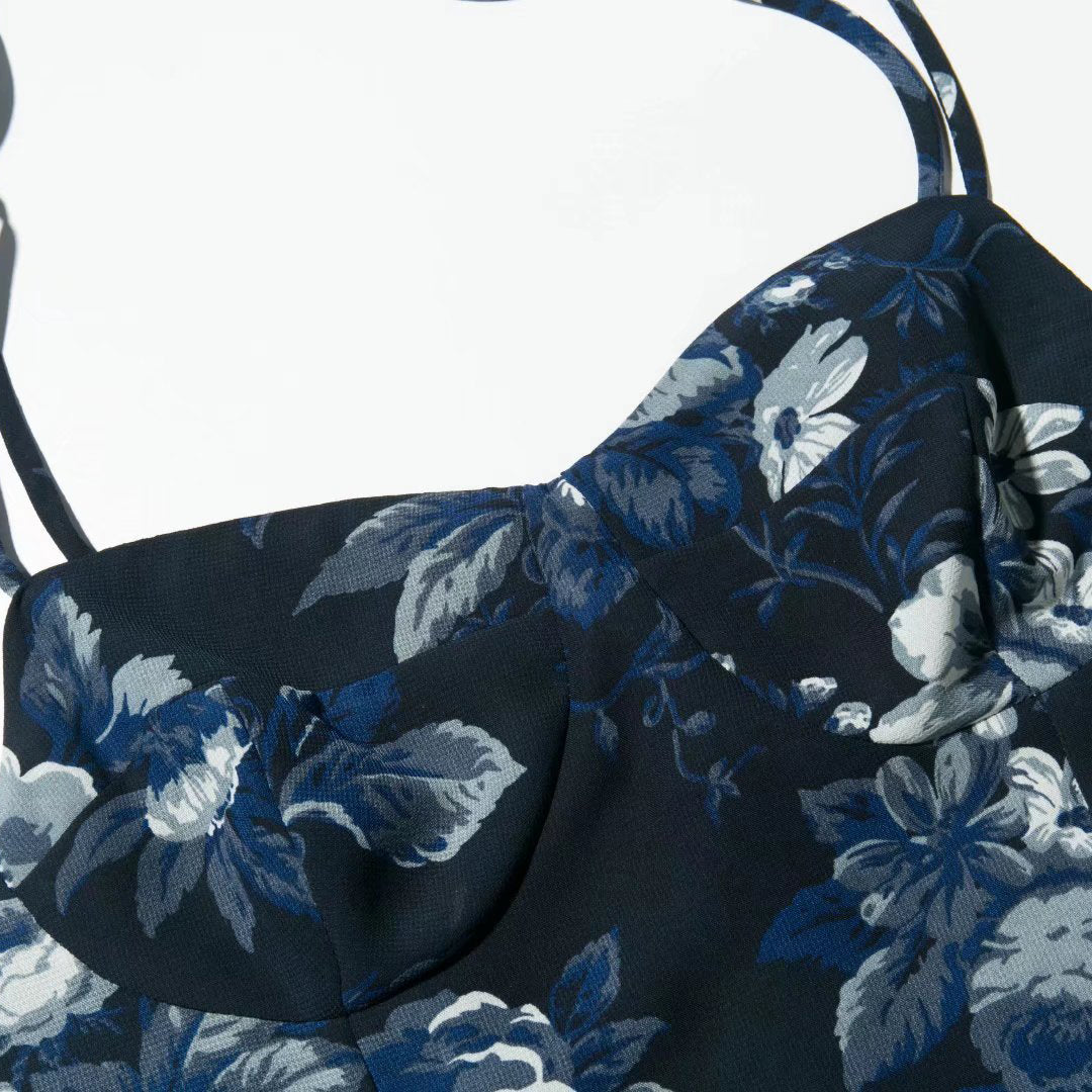 Floral Print Sleeveless Midi with Slit