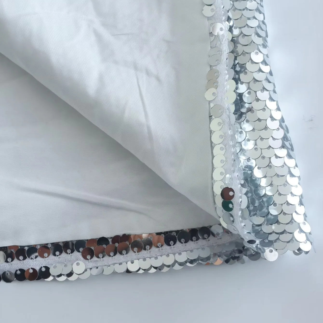 Silver Sequin Mini Skirt with Slit