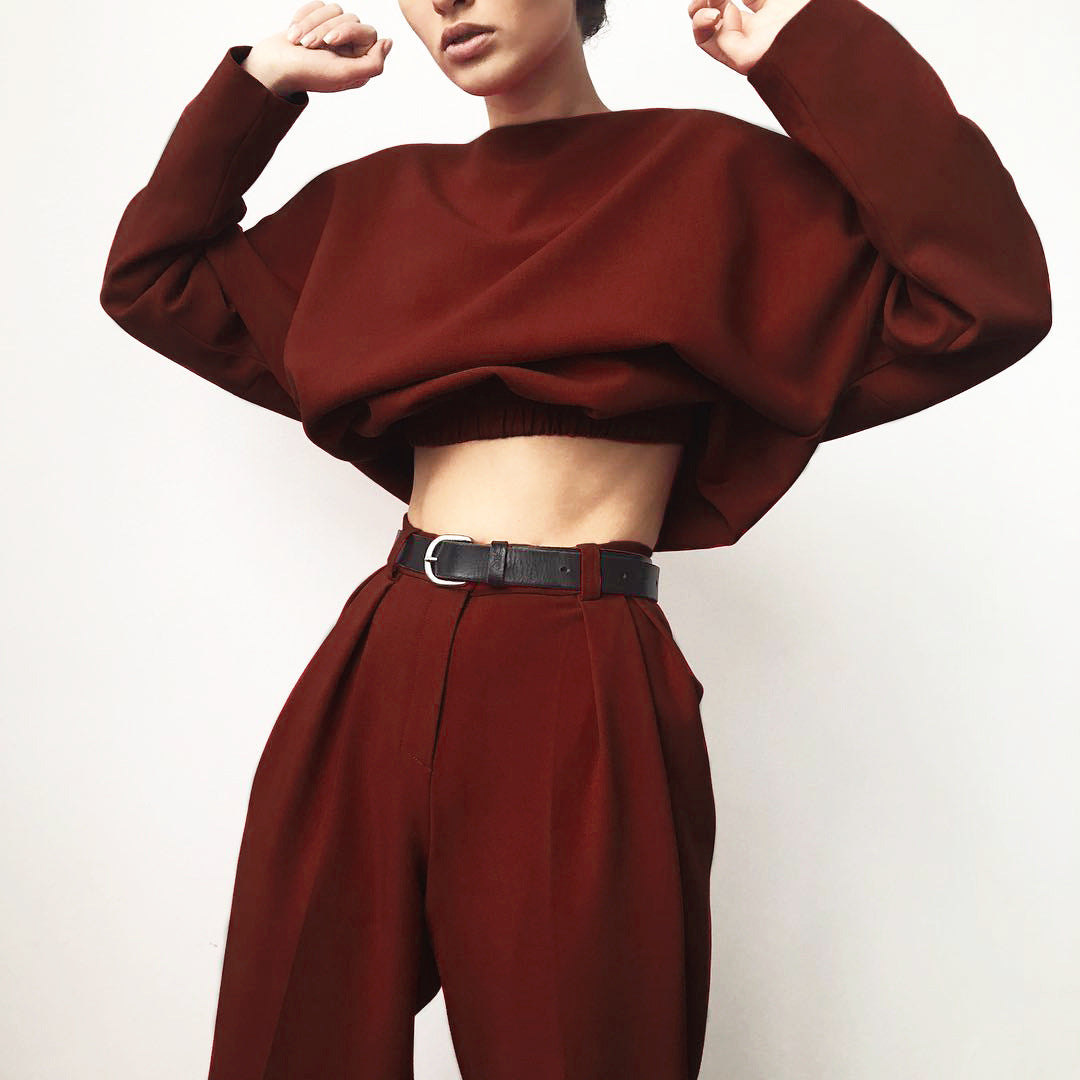 Autumn Round Collar Trousers And Long Sleeves Set