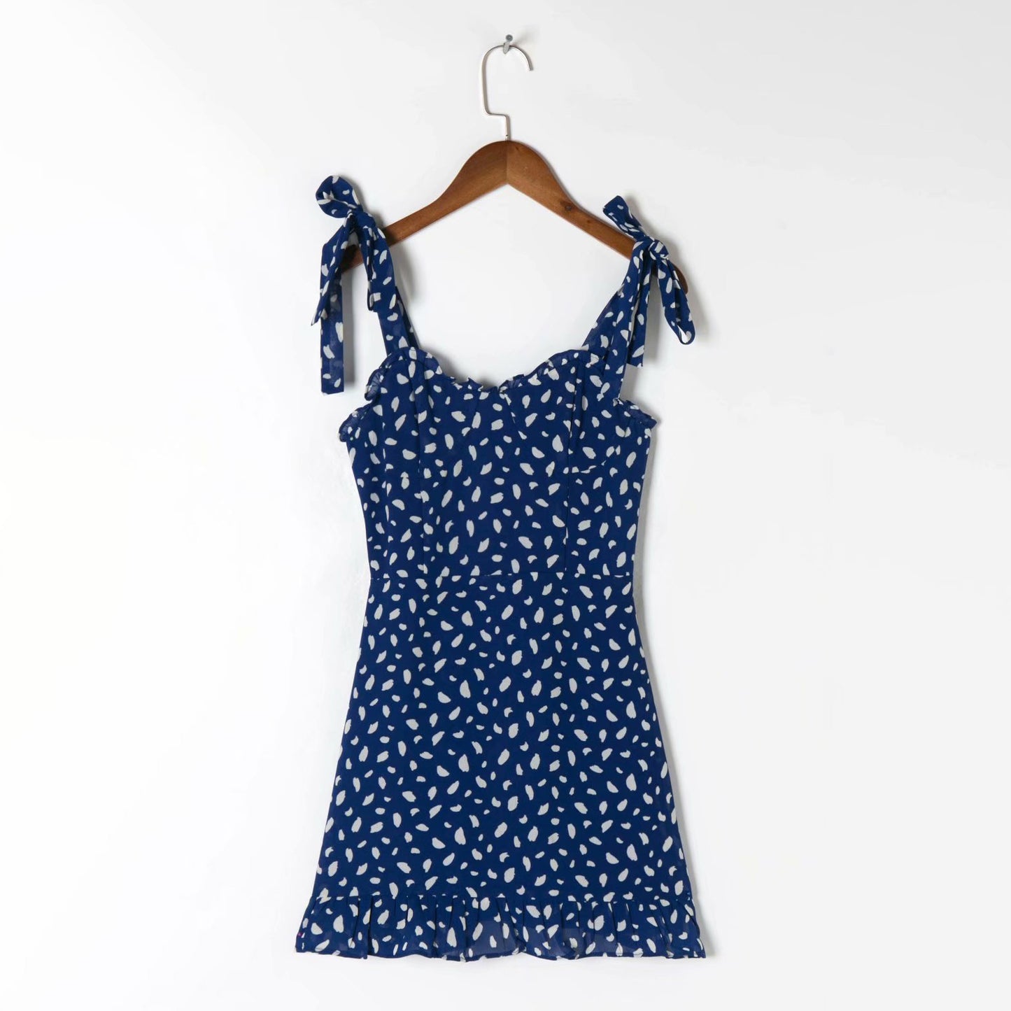 Tie Shoulder Allover Print Mini Dress