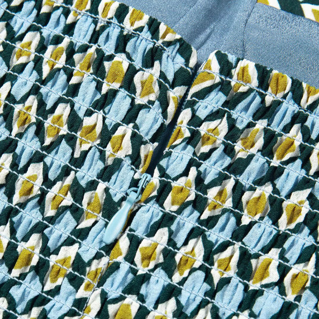 Tie Shoulder Printed Flare Mini Dress